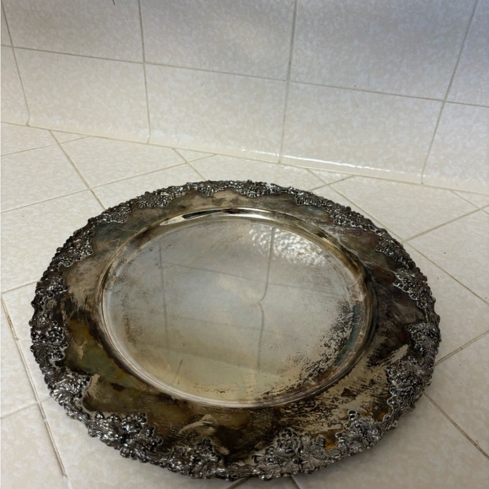 Godinger Silver Art Co Silver Plate Grape Leaf Pattern Platter Serving Tray